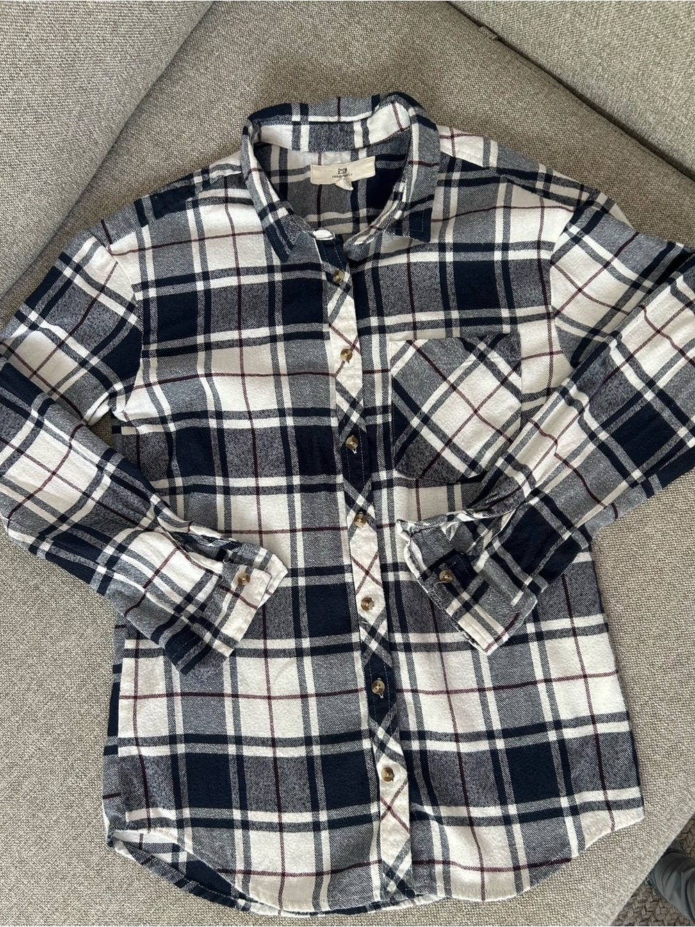 Thread & Supply Navy and white Plaid Button-Down Shirt